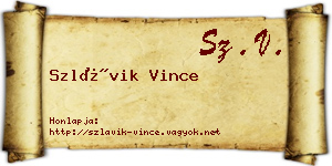 Szlávik Vince névjegykártya